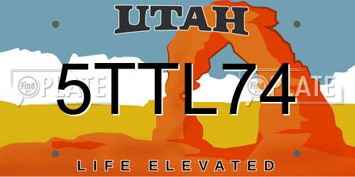 5TTL74 Utah License Plate