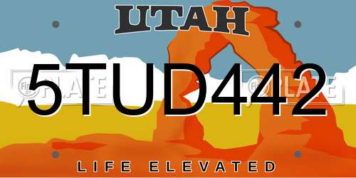 5TUD442 Utah License Plate