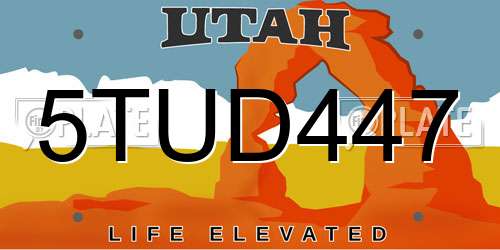 5TUD447 Utah License Plate