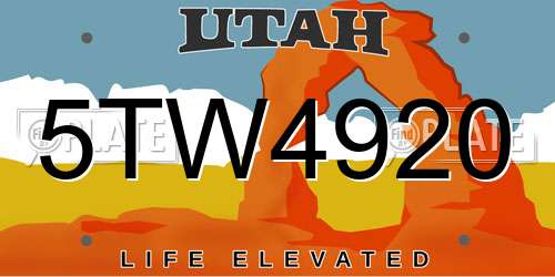 5TW4920 Utah License Plate