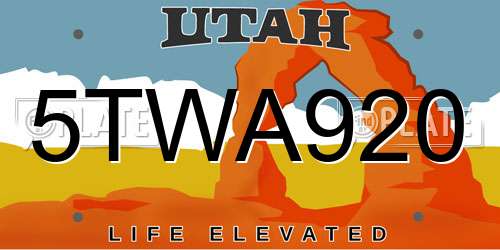 5TWA920 Utah License Plate