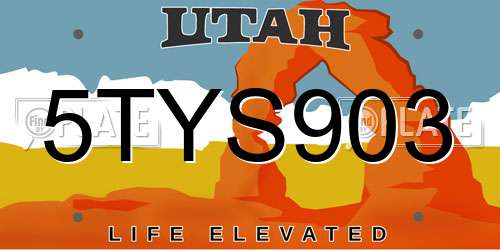 5TYS903 Utah License Plate