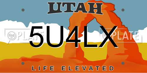5U4LX Utah License Plate