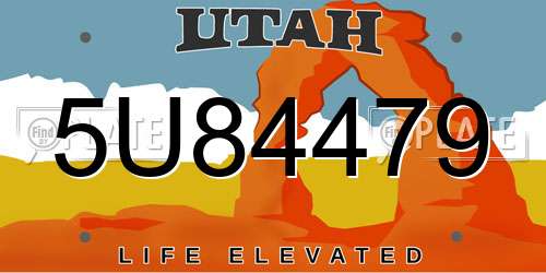 5U84479 Utah License Plate