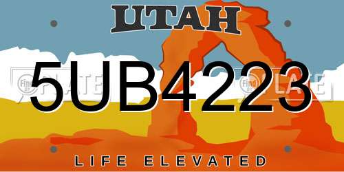 5UB4223 Utah License Plate