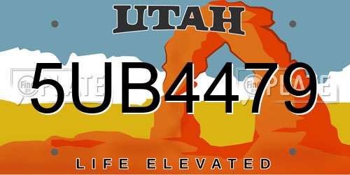 5UB4479 Utah License Plate