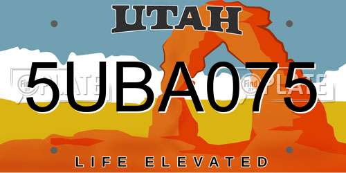 5UBA075 Utah License Plate
