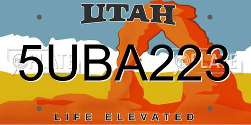 5UBA223 Utah License Plate