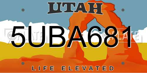 5UBA681 Utah License Plate