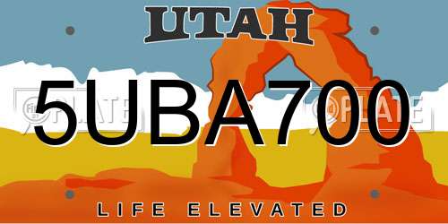 5UBA700 Utah License Plate