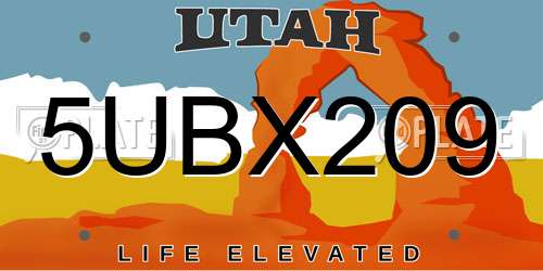 5UBX209 Utah License Plate