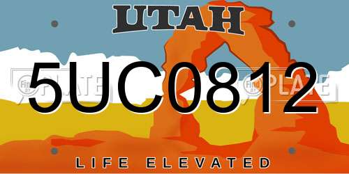 5UC0812 Utah License Plate