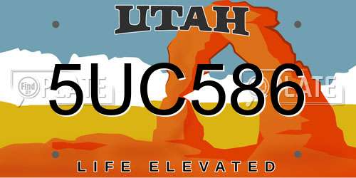 5UC586 Utah License Plate