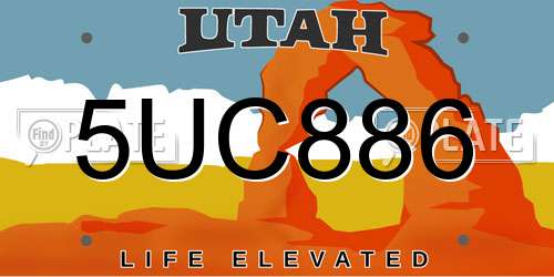 5UC886 Utah License Plate