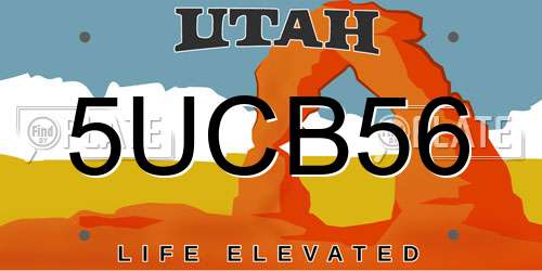 5UCB56 Utah License Plate