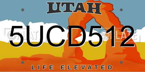 5UCD512 Utah License Plate