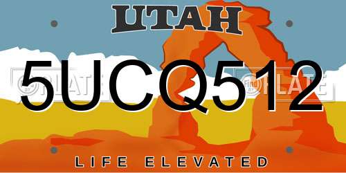5UCQ512 Utah License Plate