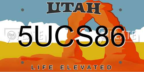 5UCS86 Utah License Plate