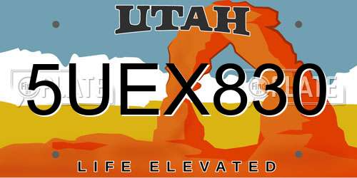 5UEX830 Utah License Plate