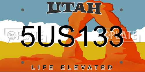 5US133 Utah License Plate
