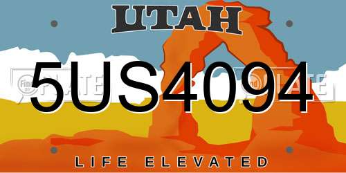 5US4094 Utah License Plate