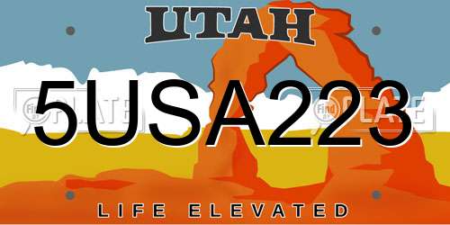 5USA223 Utah License Plate
