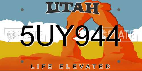 5UY944 Utah License Plate