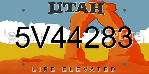 5V44283 Utah License Plate