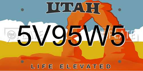 5V95W5 Utah License Plate