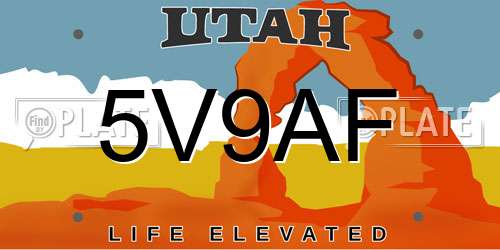 5V9AF Utah License Plate