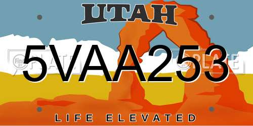 5VAA253 Utah License Plate