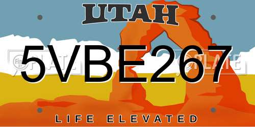 5VBE267 Utah License Plate
