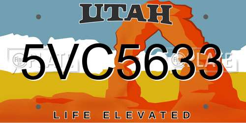 5VC5633 Utah License Plate