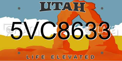 5VC8633 Utah License Plate