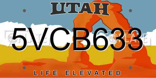 5VCB633 Utah License Plate