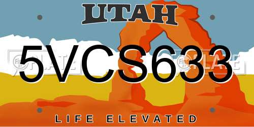 5VCS633 Utah License Plate