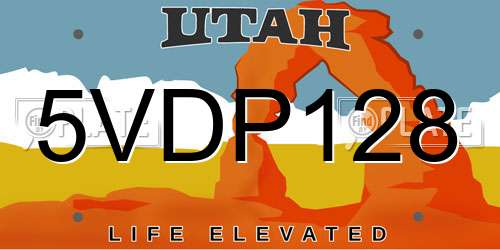5VDP128 Utah License Plate