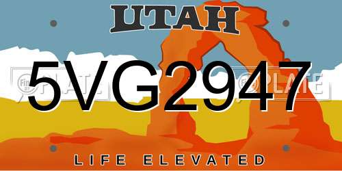 5VG2947 Utah License Plate