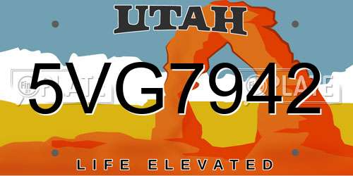 5VG7942 Utah License Plate
