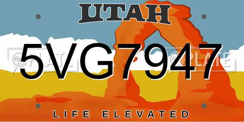 5VG7947 Utah License Plate