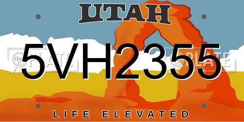 5VH2355 Utah License Plate