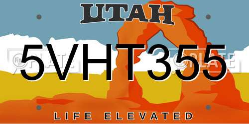 5VHT355 Utah License Plate