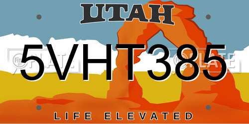 5VHT385 Utah License Plate