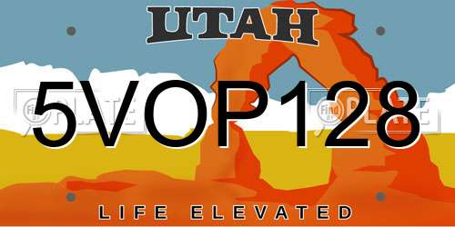 5VOP128 Utah License Plate