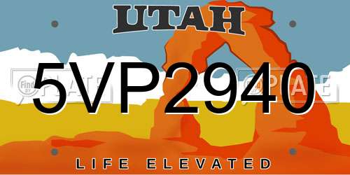 5VP2940 Utah License Plate