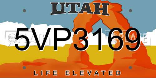 5VP3169 Utah License Plate