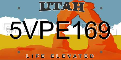 5VPE169 Utah License Plate