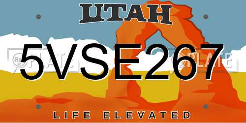 5VSE267 Utah License Plate