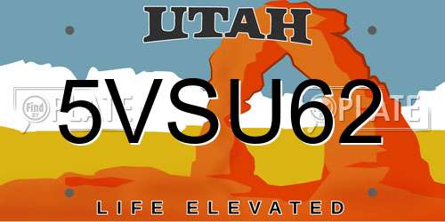 5VSU62 Utah License Plate