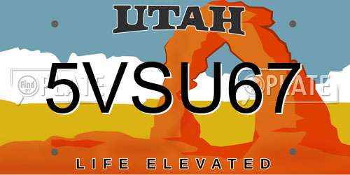 5VSU67 Utah License Plate